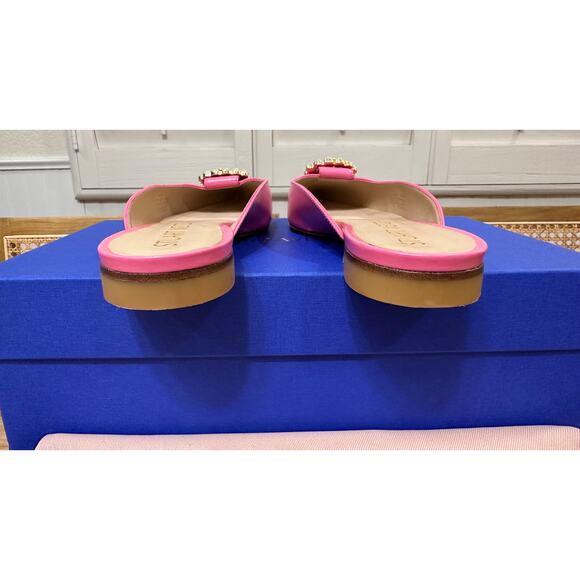 Stuart Weitzman Pearl Buckle Mule India Pink Smooth Calf Size 7 NIB Lightly Worn - Picture 8 of 12